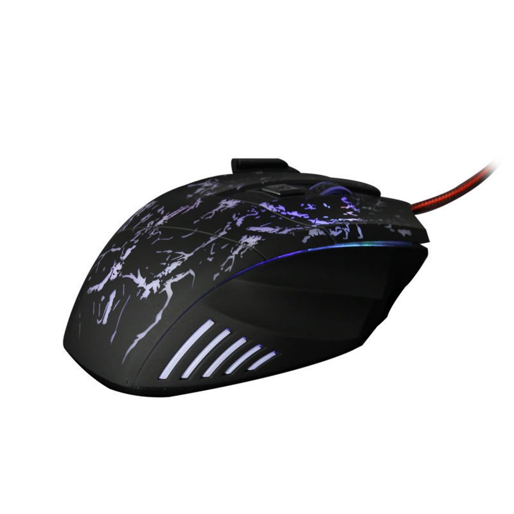 Wired Gaming Mouse with Rgb Crackle Pattern Ergonomic Design and Pad with Wrist Rest - Image 6