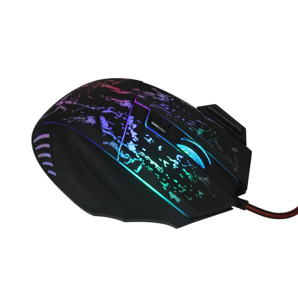 Wired Gaming Mouse with Rgb Crackle Pattern Ergonomic Design and Pad with Wrist Rest - Image 7
