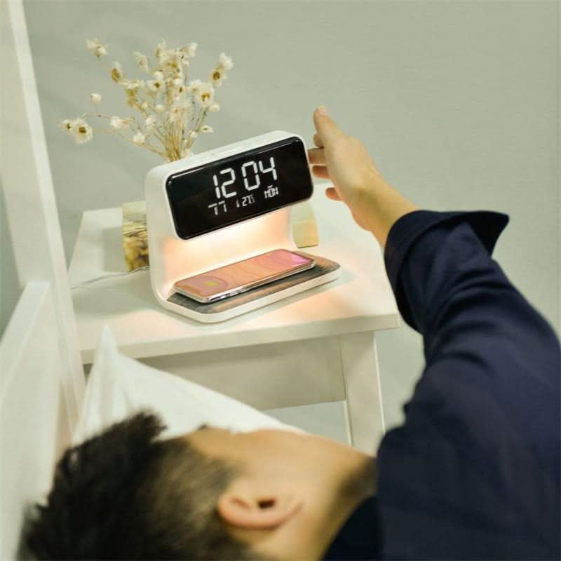 Wireless Charging Clock Bedside Qi Alarm Digital LED Night Light - Image 2