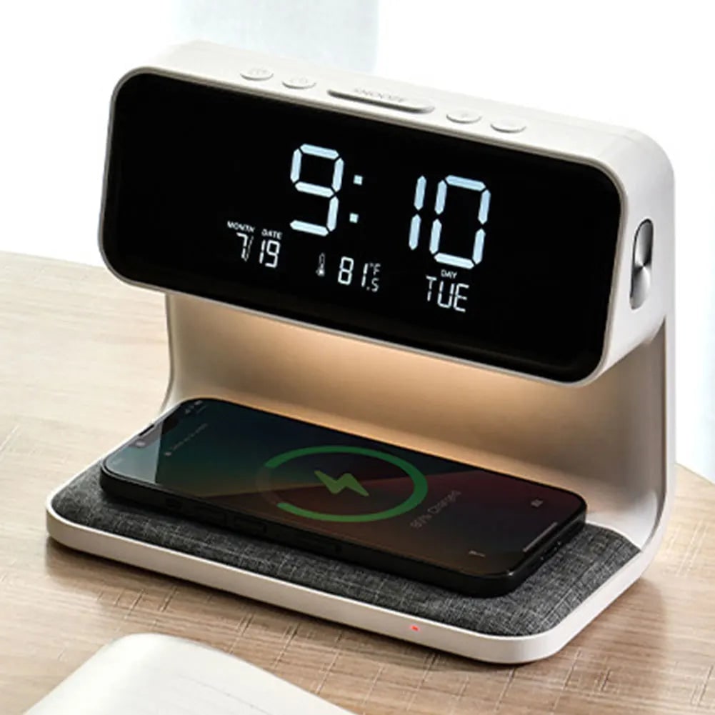 Wireless Charging Clock Bedside Qi Alarm Digital LED Night Light - Image 9