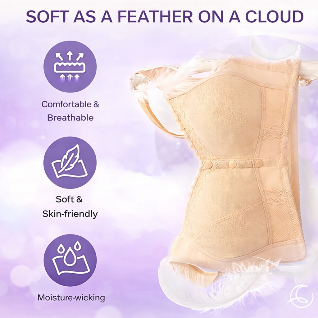 Wireless Front Closure Bra Breathable Button Full Coverage Lace Trim - Image 7