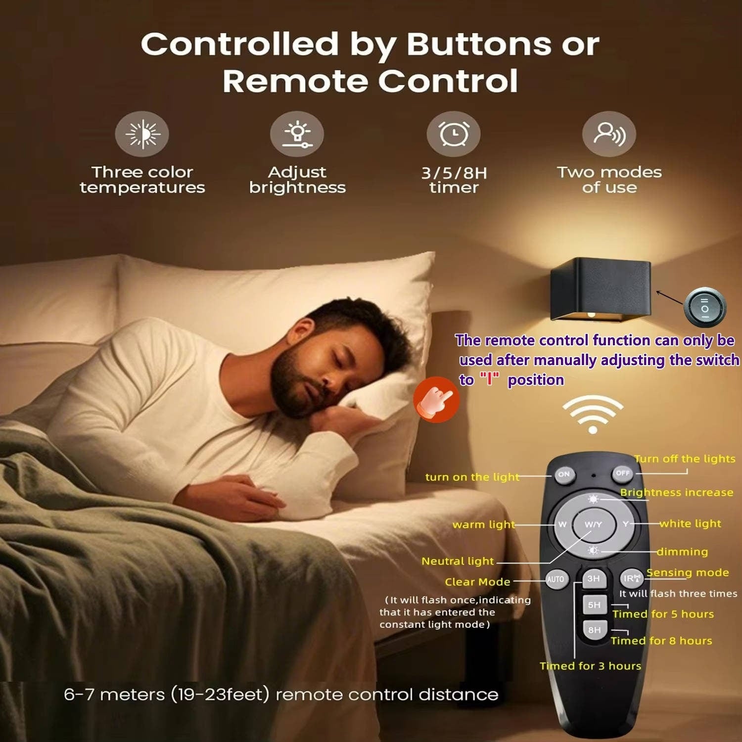 Wireless Wall Light and Battery Powered Sconce with Motion Sensor and Remote Control - Image 2