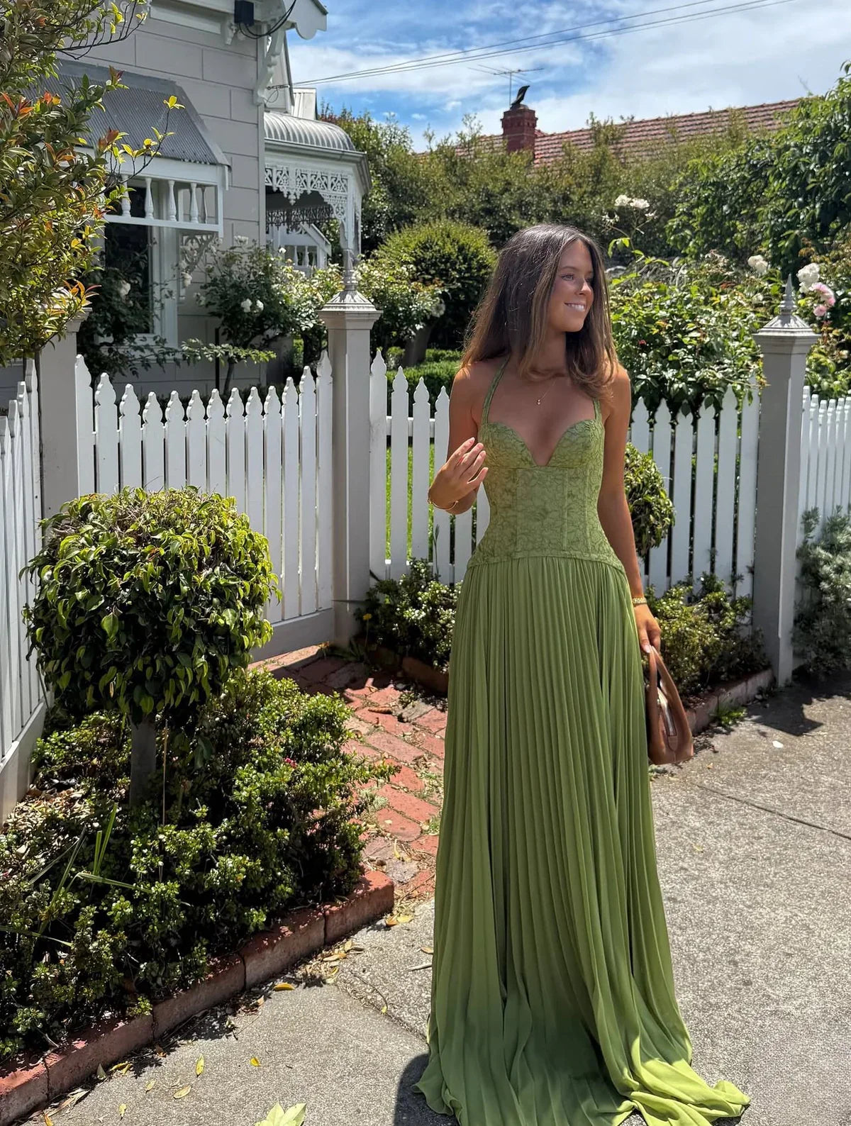 Alice | Women's Halter Neck Pleated Maxi Dress for Wedding Guests