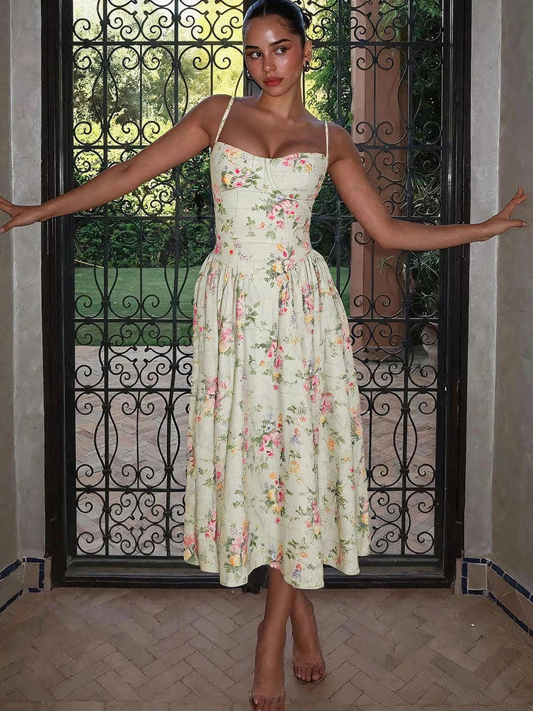 Hazel | Floral Midi Dress for Women - Perfect for Wedding Guests