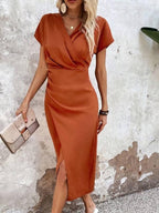 Chloe | Women's V-Neck Wrap Midi Dress for Wedding Guests