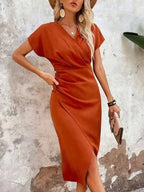 Chloe | Women's V-Neck Wrap Midi Dress for Wedding Guests