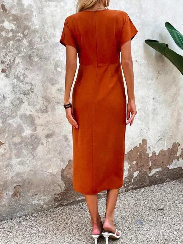 Chloe | Women's V-Neck Wrap Midi Dress for Wedding Guests