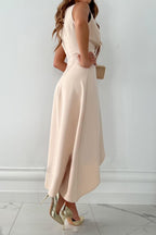 Hailey | Women's Asymmetrical Sleeveless Midi Dress for Wedding Guests