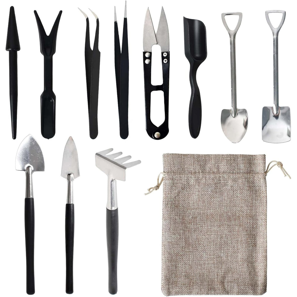 Women's 12-Piece Gardening Tools Set with Stainless Steel Heads and Linen Storage Bag - Image 1