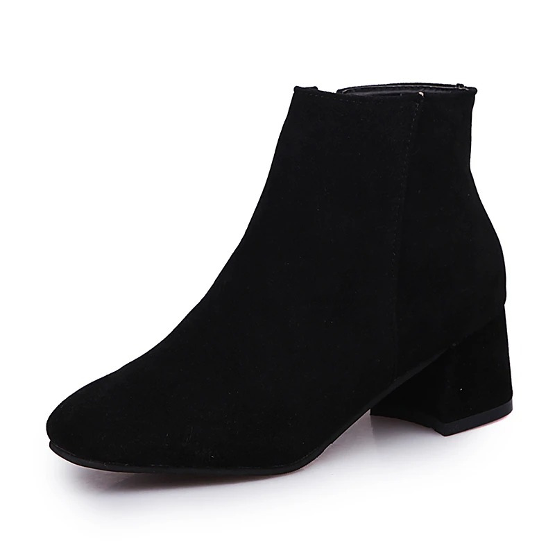 Women's Ankle Boots with Block Heel and Zipper Closure - Image 3