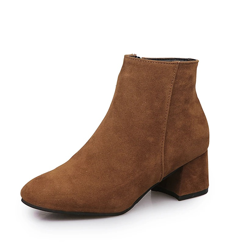 Women's Ankle Boots with Block Heel and Zipper Closure - Image 4
