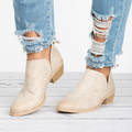 Women's Ankle Boots with Side Cutouts Block Heel and Back Zipper - Image 4