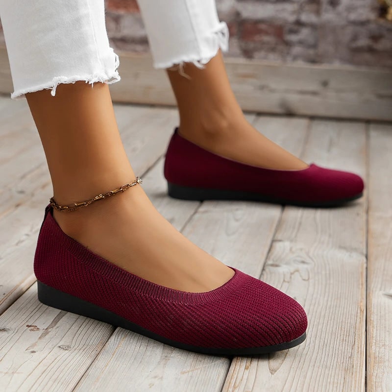 Women's Ballet Flats with Elastic Upper and Orthopedic Insole Support for Comfort Brown - Image 12