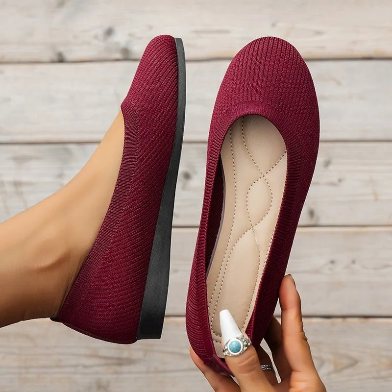 Women's Ballet Flats with Elastic Upper and Orthopedic Insole Support for Comfort Brown - Image 7