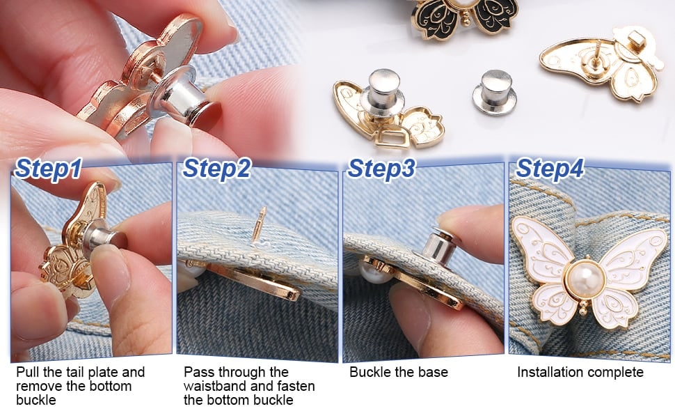 Women's Butterfly Waist Tightener Clips with Adjustable Pins and Filigree Details - Image 10