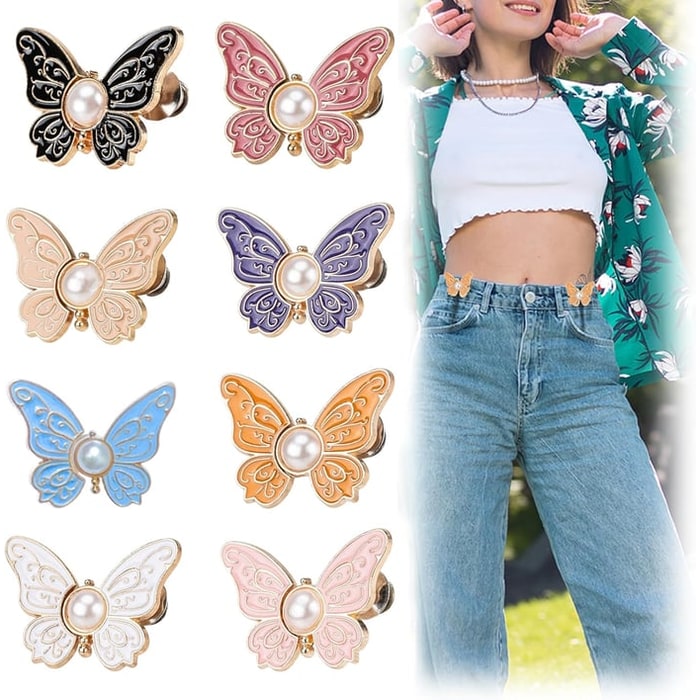 Women's Butterfly Waist Tightener Clips with Adjustable Pins and Filigree Details - Image 8