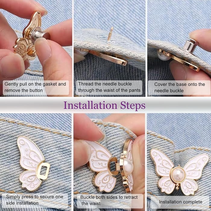 Women's Butterfly Waist Tightener Clips with Adjustable Pins and Filigree Details - Image 9