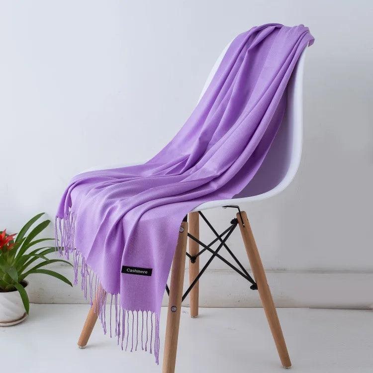 Women's Cashmere Scarf Wrap with Fringe Detail and Knit Texture - Image 10