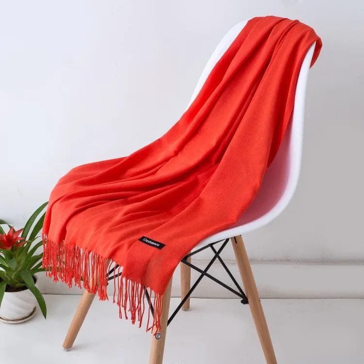 Women's Cashmere Scarf Wrap with Fringe Detail and Knit Texture - Image 11