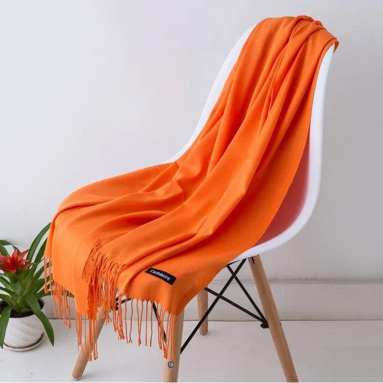 Women's Cashmere Scarf Wrap with Fringe Detail and Knit Texture - Image 17