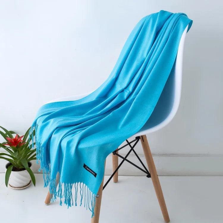 Women's Cashmere Scarf Wrap with Fringe Detail and Knit Texture - Image 20