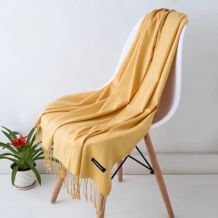 Women's Cashmere Scarf Wrap with Fringe Detail and Knit Texture - Image 22