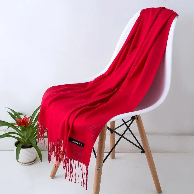 Women's Cashmere Scarf Wrap with Fringe Detail and Knit Texture - Image 23