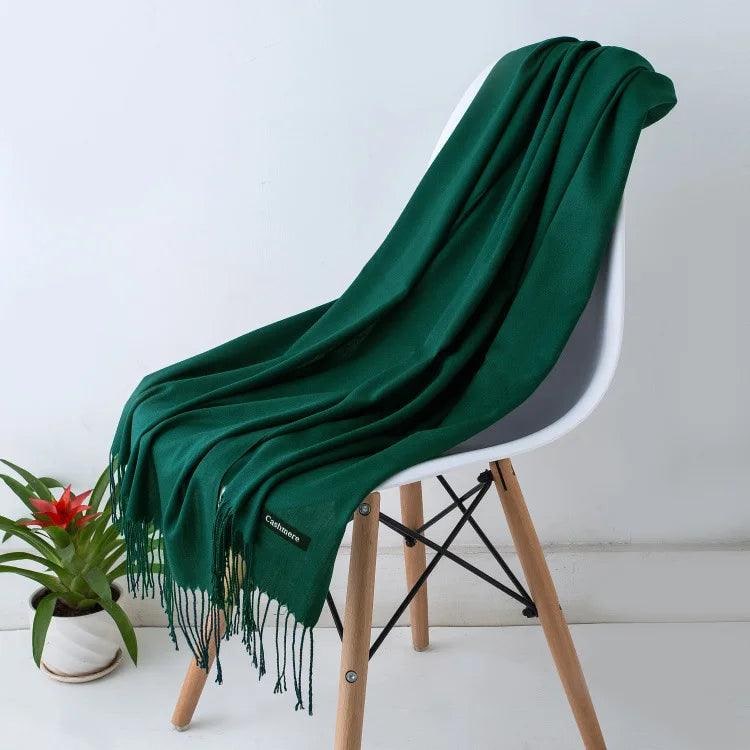 Women's Cashmere Scarf Wrap with Fringe Detail and Knit Texture - Image 25