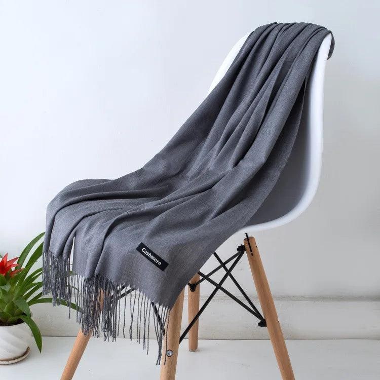 Women's Cashmere Scarf Wrap with Fringe Detail and Knit Texture - Image 26
