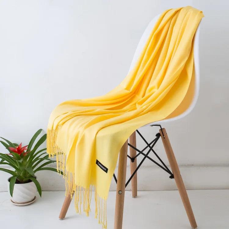 Women's Cashmere Scarf Wrap with Fringe Detail and Knit Texture - Image 27