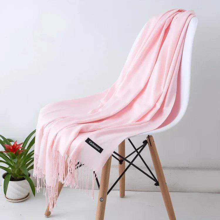 Women's Cashmere Scarf Wrap with Fringe Detail and Knit Texture - Image 28