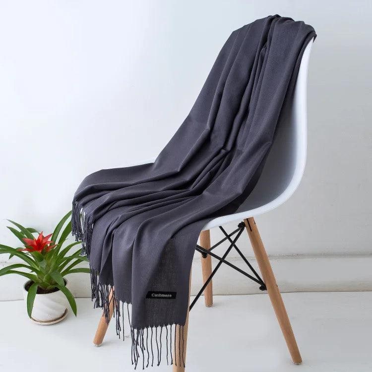 Women's Cashmere Scarf Wrap with Fringe Detail and Knit Texture - Image 33