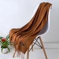 Women's Cashmere Scarf Wrap with Fringe Detail and Knit Texture - Image 8