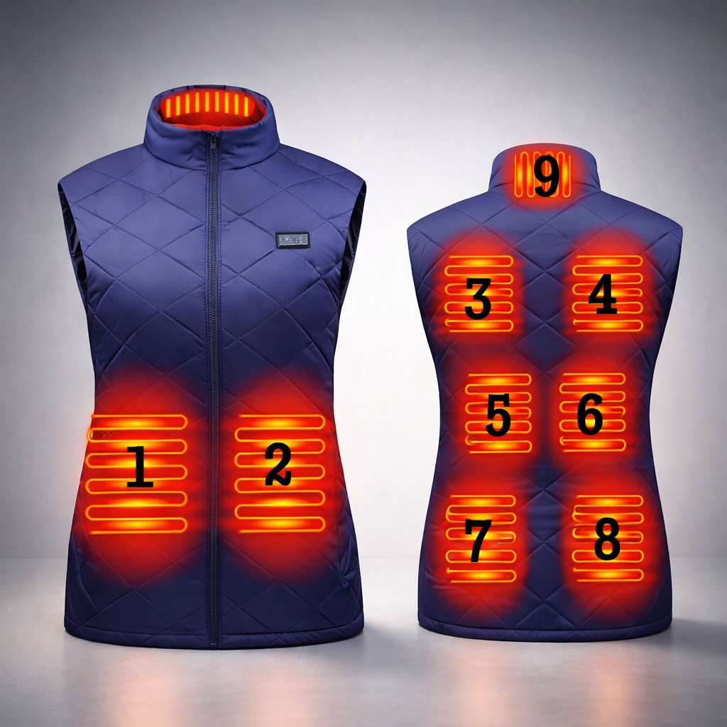 Women's Electric Heated Vest with Quilted Diamond Pattern and Zippered Pockets - Image 6