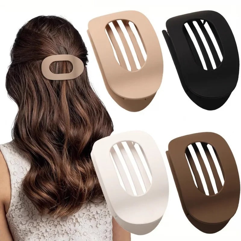 Women's Flat Matte Hair Claw Clip with Comfort Hold and Oval Detail - Image 2