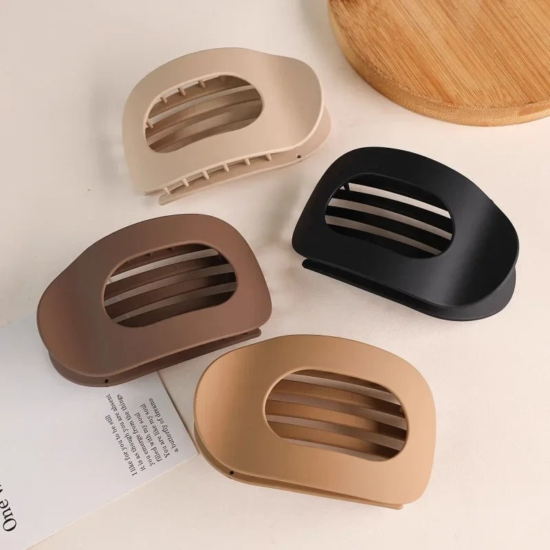 Women's Flat Matte Hair Claw Clip with Comfort Hold and Oval Detail - Image 4
