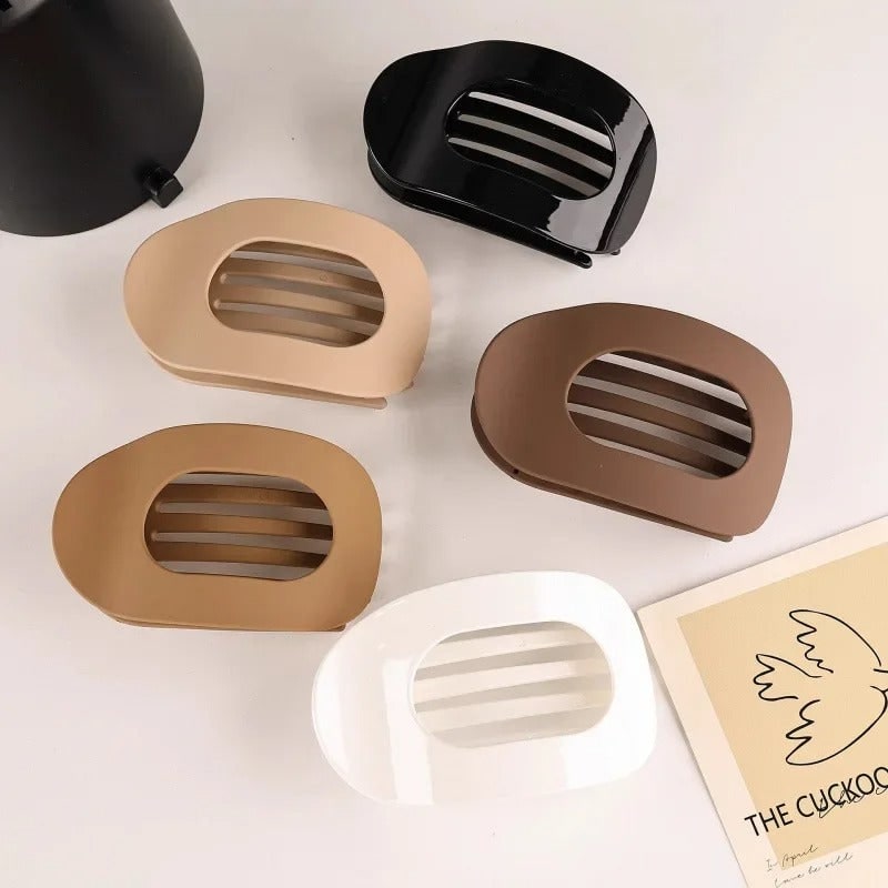 Women's Flat Matte Hair Claw Clip with Comfort Hold and Oval Detail - Image 7