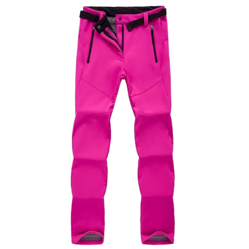 Women's Fleece Lined Softshell Hiking Pants with Water Resistant Straight Leg - Image 1