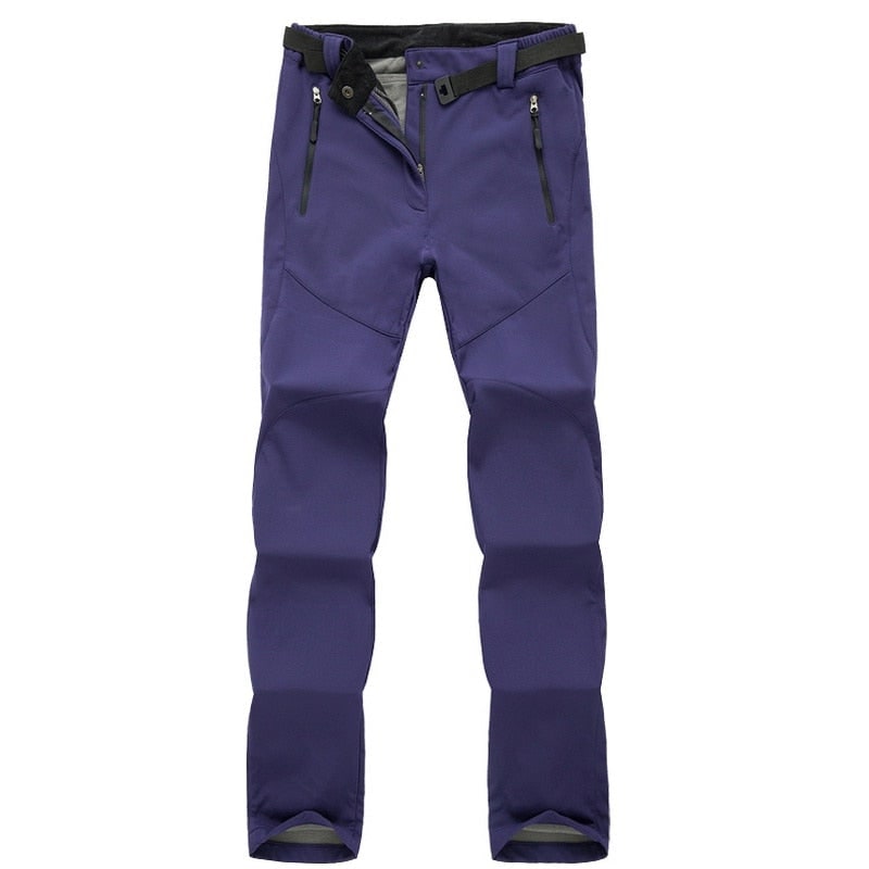 Women's Fleece Lined Softshell Hiking Pants with Water Resistant Straight Leg - Image 11