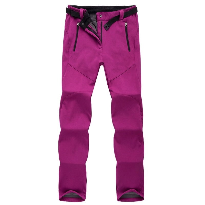 Women's Fleece Lined Softshell Hiking Pants with Water Resistant Straight Leg - Image 13