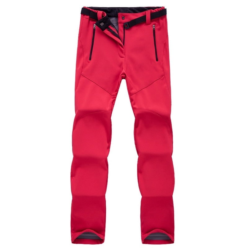 Women's Fleece Lined Softshell Hiking Pants with Water Resistant Straight Leg - Image 14