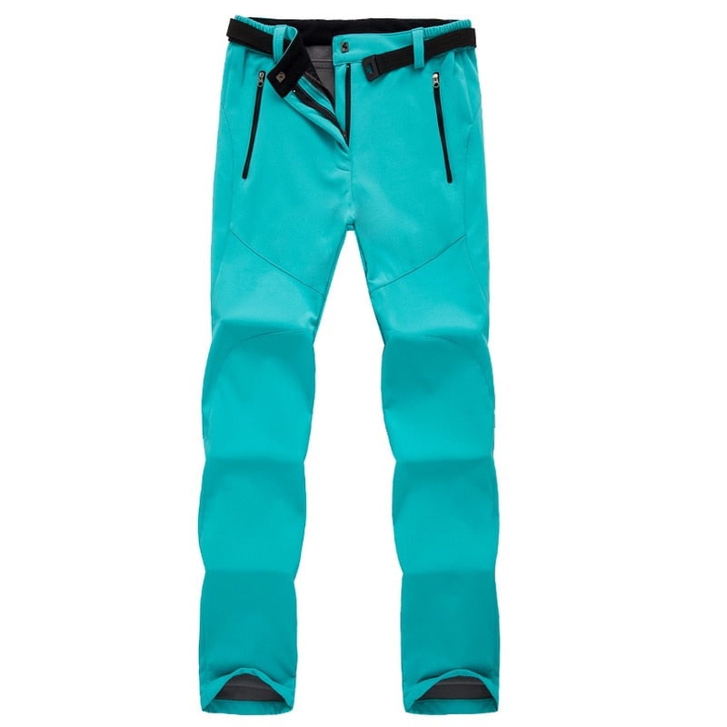 Women's Fleece Lined Softshell Hiking Pants with Water Resistant Straight Leg - Image 16