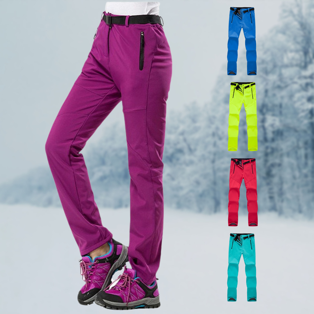 Women's Fleece Lined Softshell Hiking Pants with Water Resistant Straight Leg - Image 2
