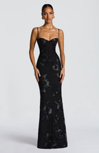 Audrey | Women's Floral Embroidered Maxi Dress for Wedding Guests