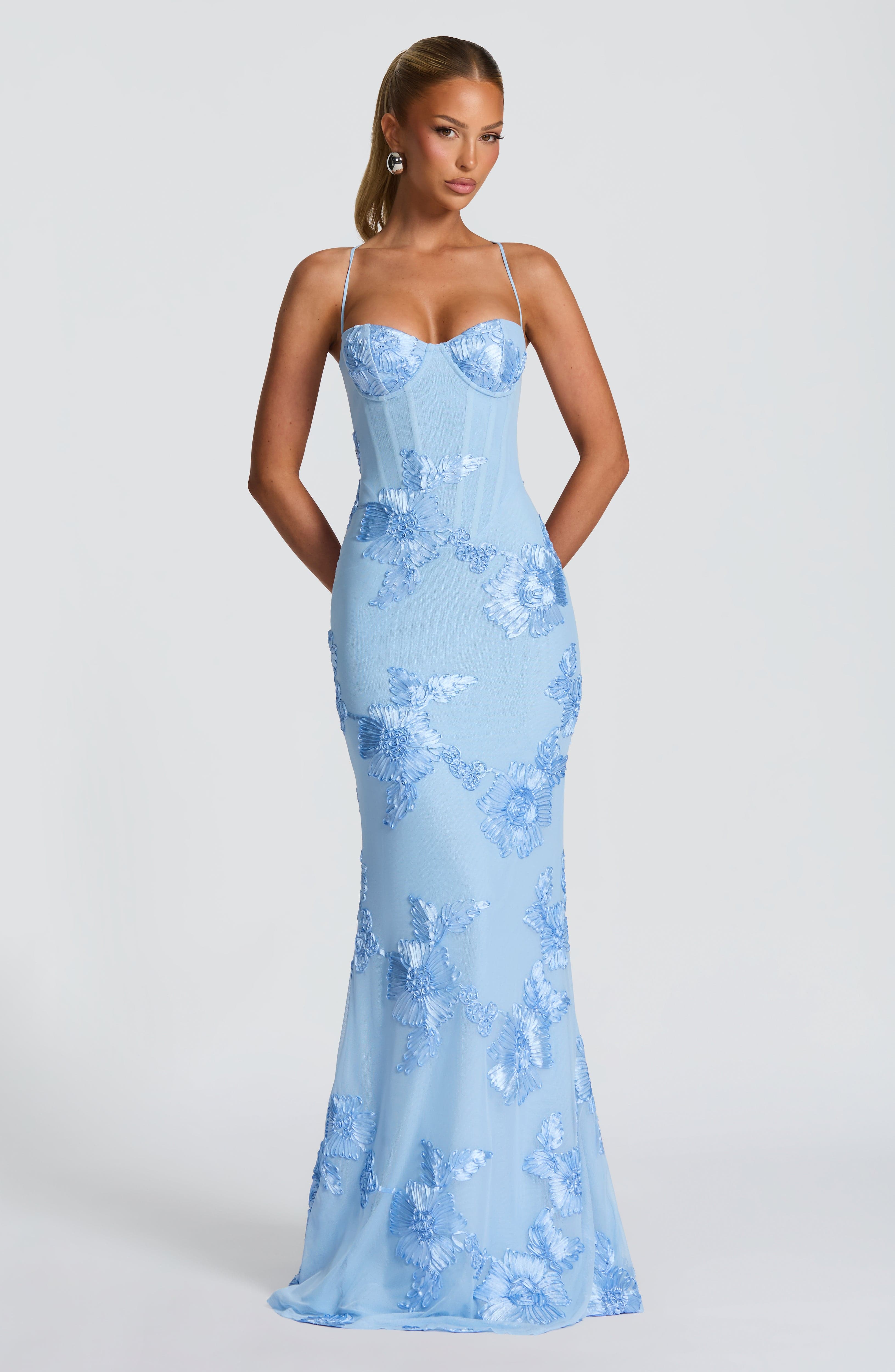 Audrey | Women's Floral Embroidered Maxi Dress for Wedding Guests