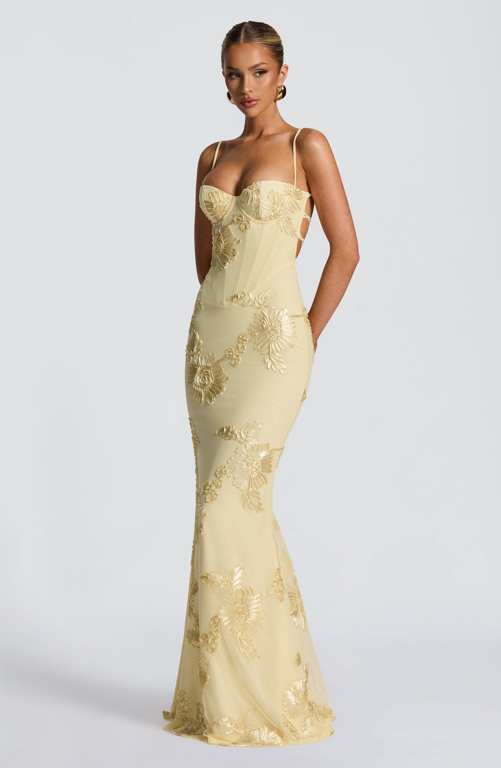 Audrey | Women's Floral Embroidered Maxi Dress for Wedding Guests