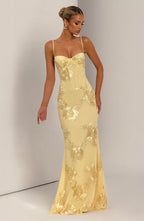 Audrey | Women's Floral Embroidered Maxi Dress for Wedding Guests