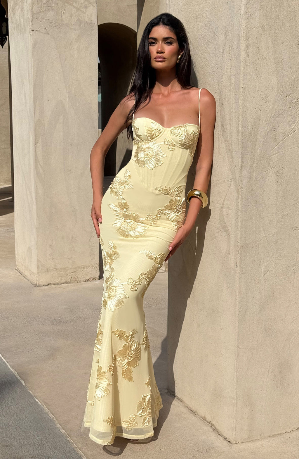 Audrey | Women's Floral Embroidered Maxi Dress for Wedding Guests