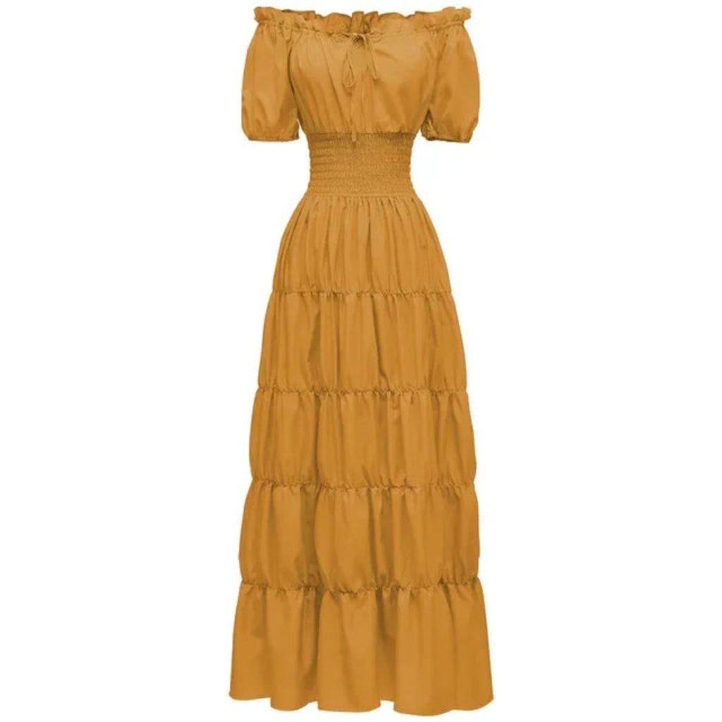 Women's Halloween Boho Maxi Dress with Off-The-Shoulder Tiered Skirt and Smocked Waist Floral - Image 10