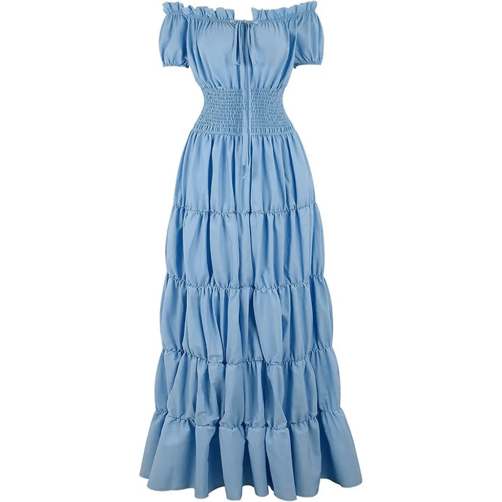 Women's Halloween Boho Maxi Dress with Off-The-Shoulder Tiered Skirt and Smocked Waist Floral - Image 11